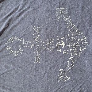 Threadless Navy Blue Anchors in a Anchor Crewneck Short Sleeve Shirt Men's Large